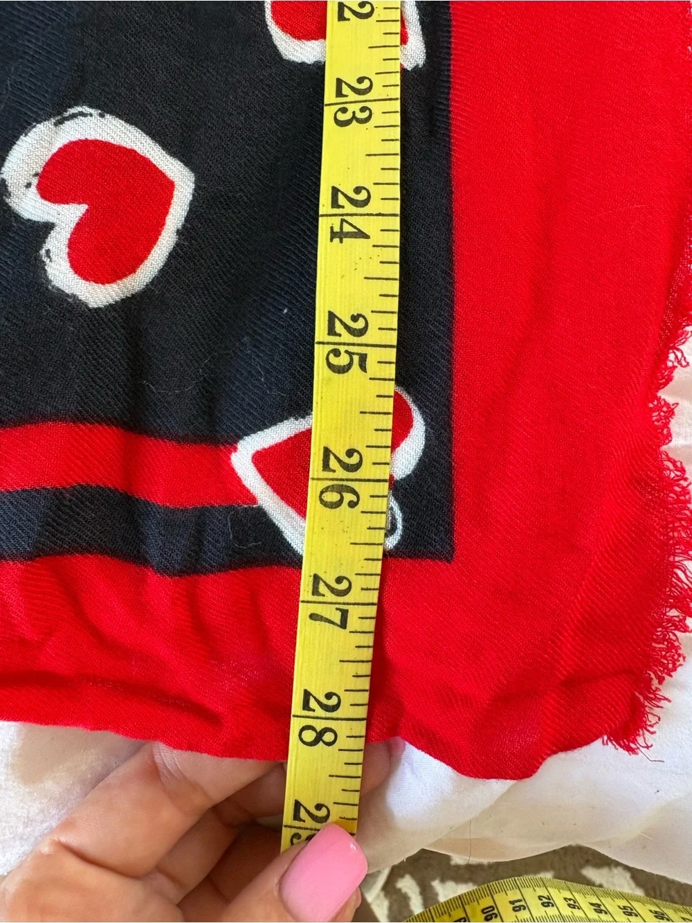 KATE SPADE Brushstroke Heart Oblong Scarf Black Red White Novelty Teacher Career